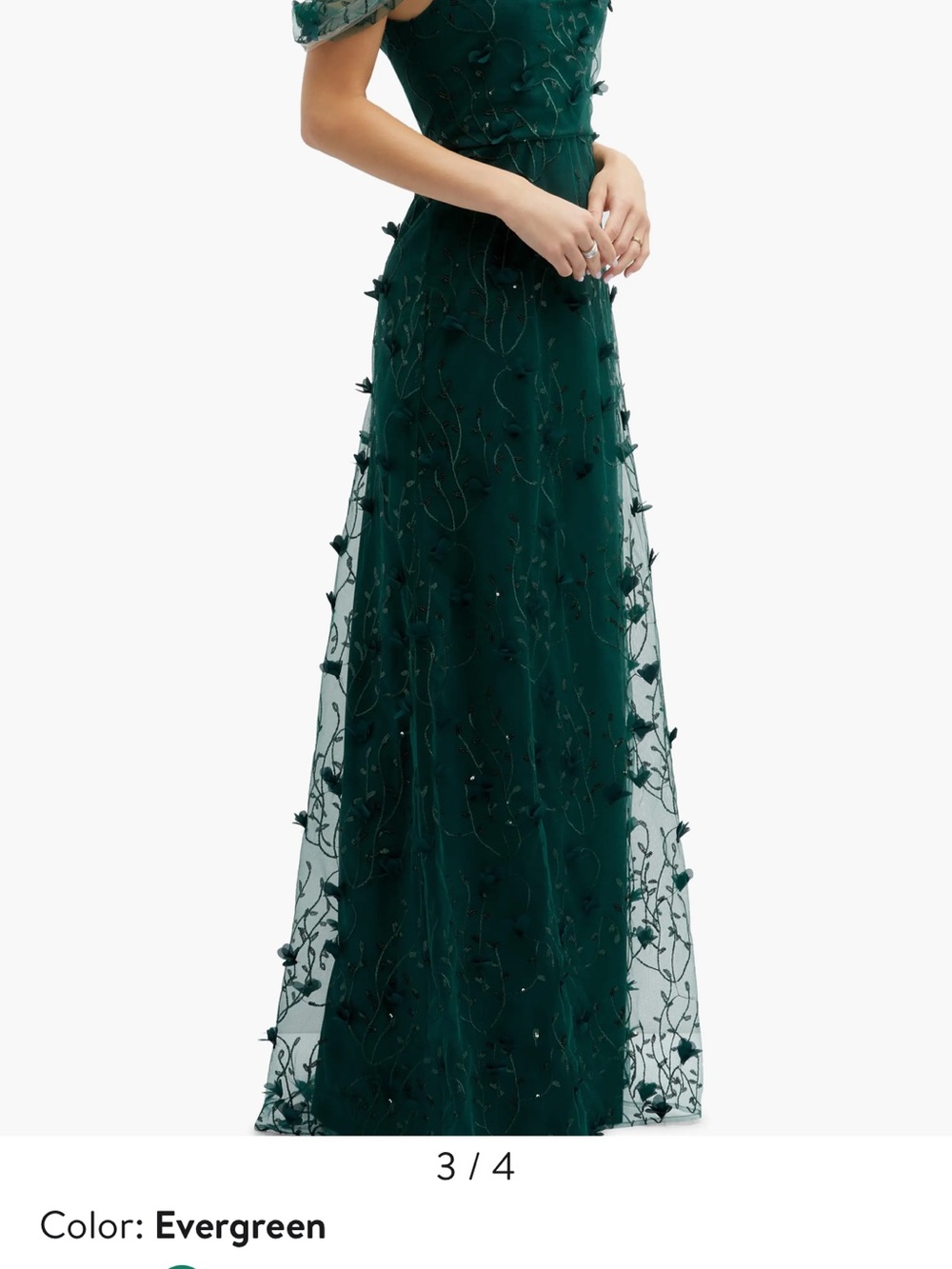 3D Embroidered Off the Shoulder Gown